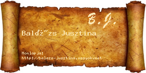 Balázs Jusztina névjegykártya
